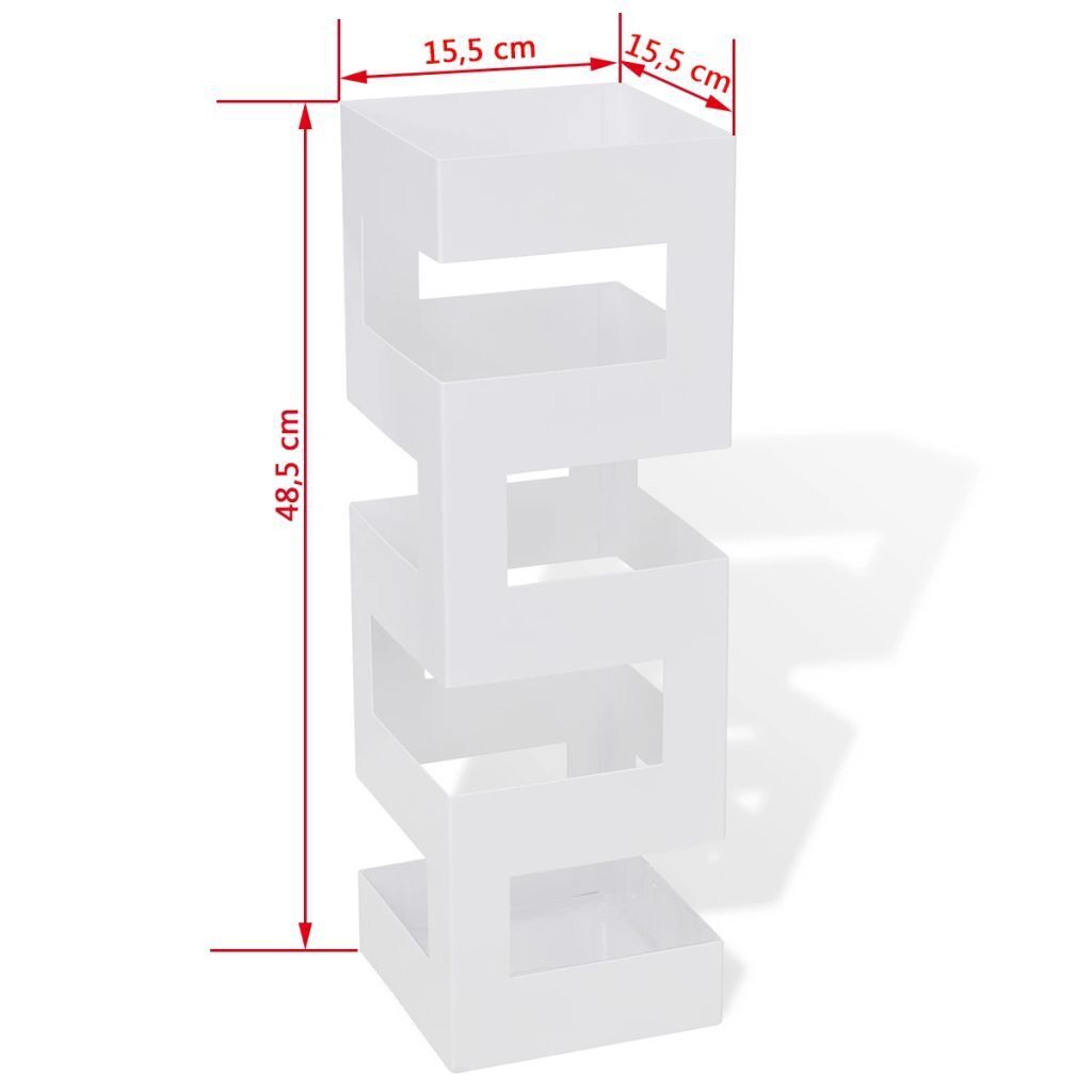 Square Umbrella Stand Storage Holder Walking Stick Steel 48.5 cm – White, Pattern 2