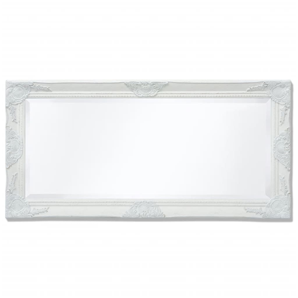 Wall Mirror Baroque Style 100×50 cm – White