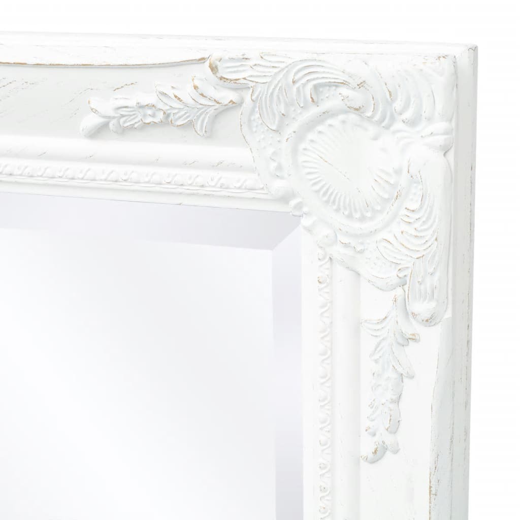 Wall Mirror Baroque Style 100×50 cm – White