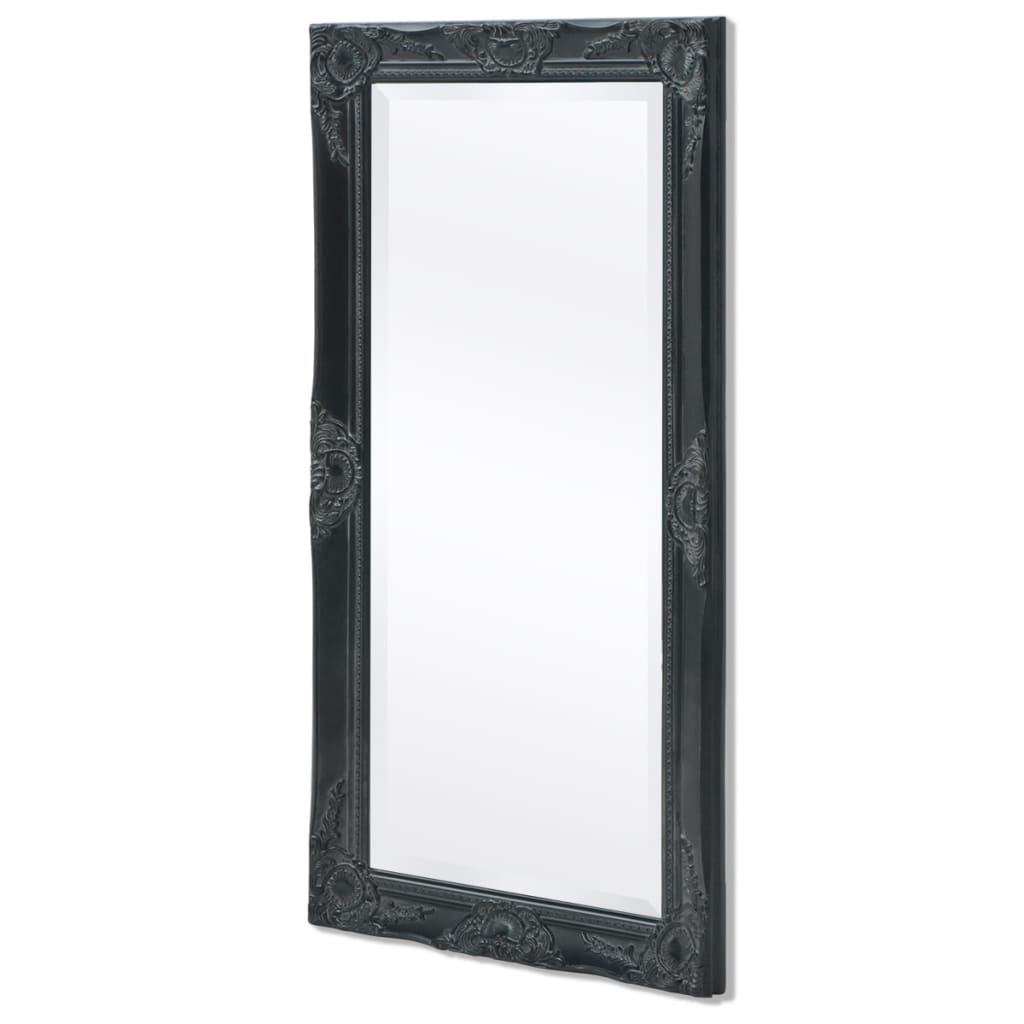 Wall Mirror Baroque Style 100×50 cm – Black