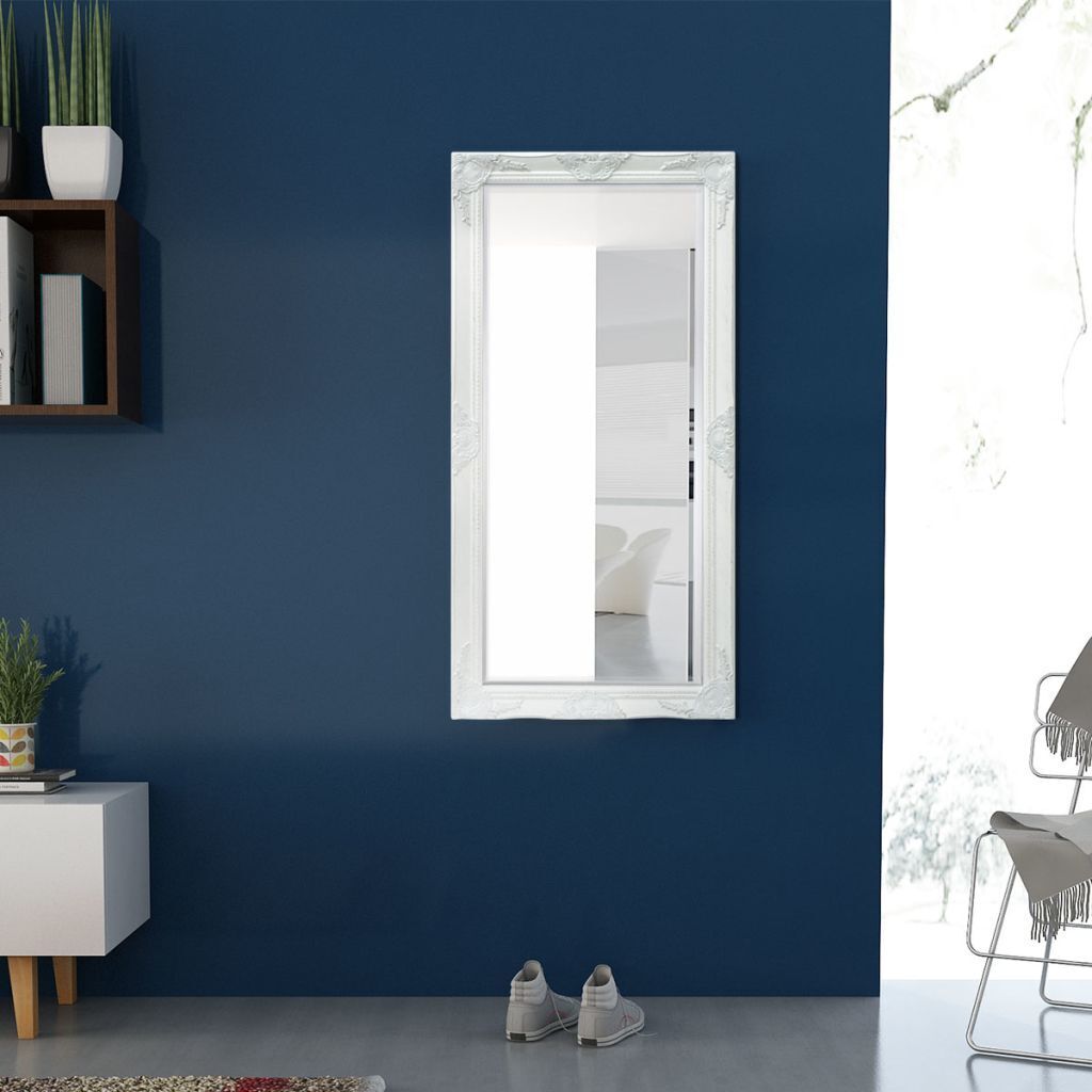 Wall Mirror Baroque Style 120×60 cm – White