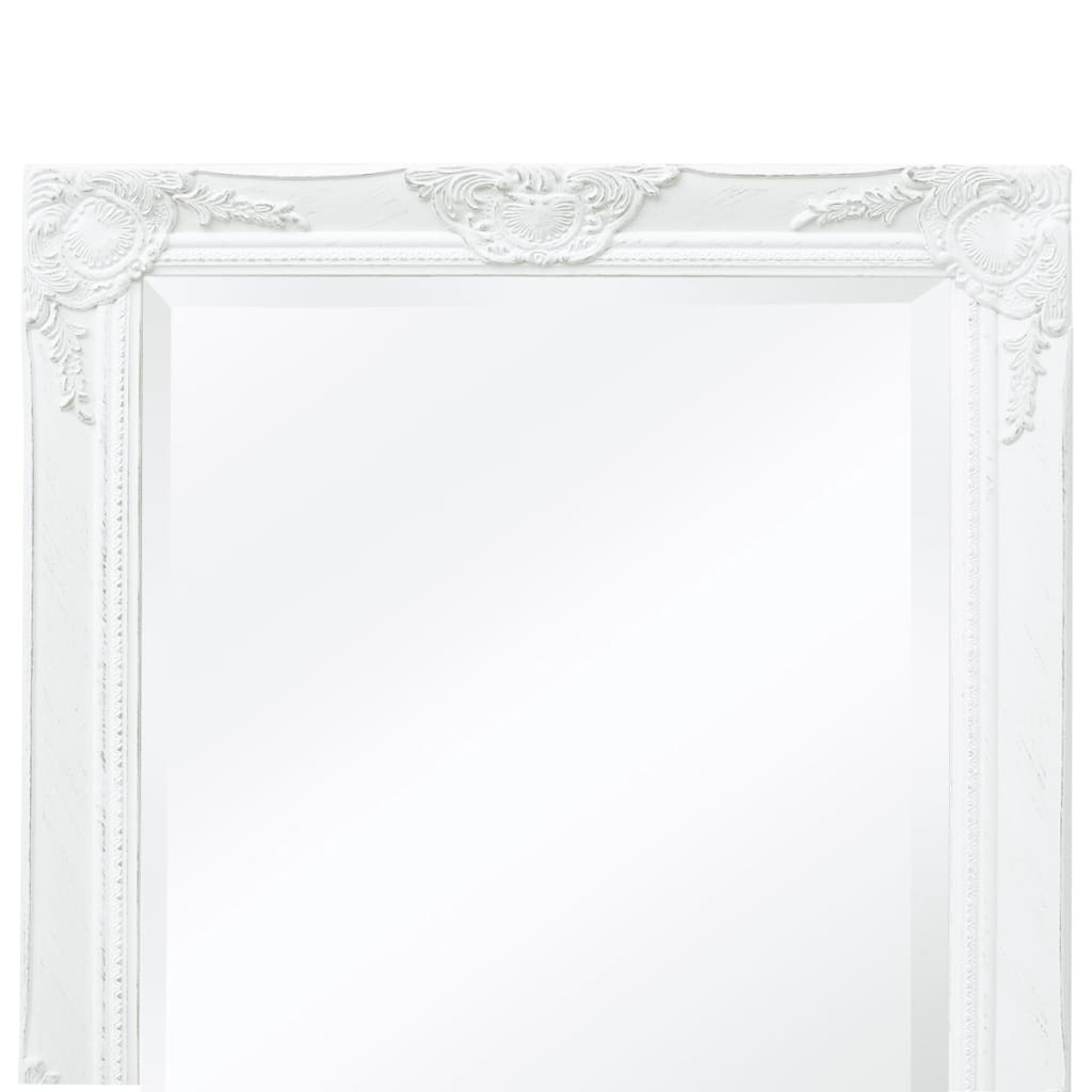 Wall Mirror Baroque Style 140×50 cm – White