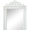 Free-Standing Mirror Baroque Style 160×40 cm – White