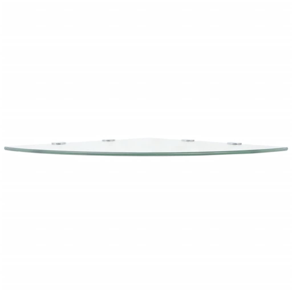 Corner Shelf with Chrome Supports Glass Clear