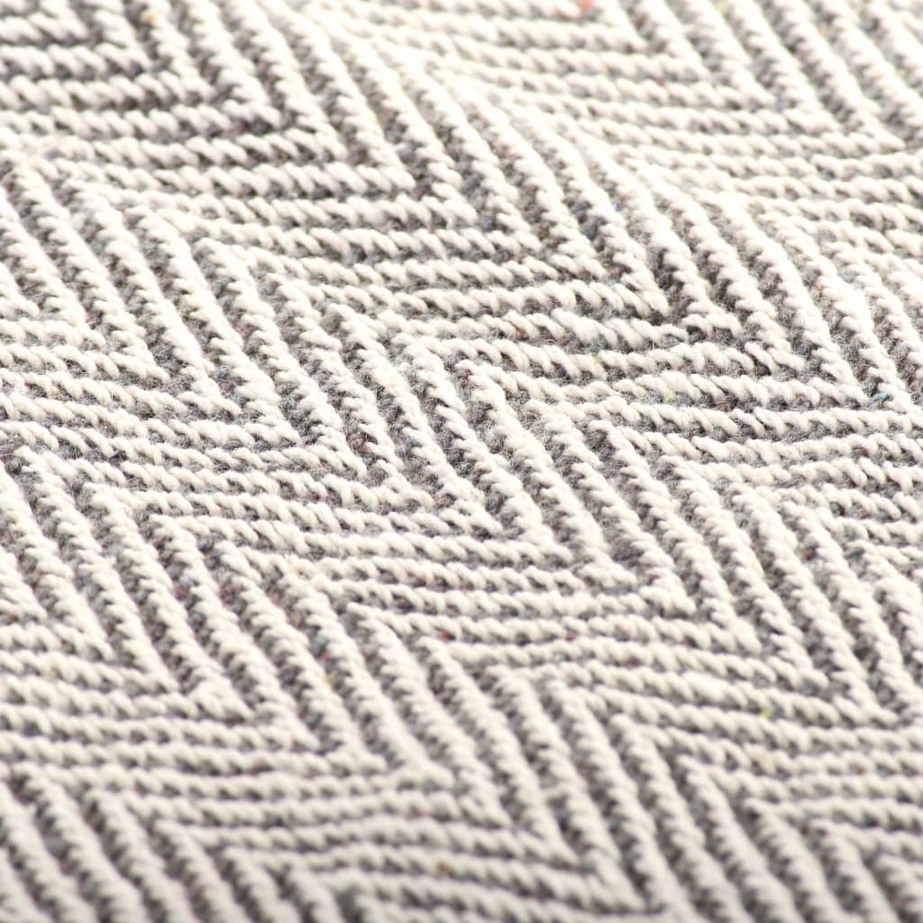 Throw Cotton Herringbone – 125×150 cm, Grey