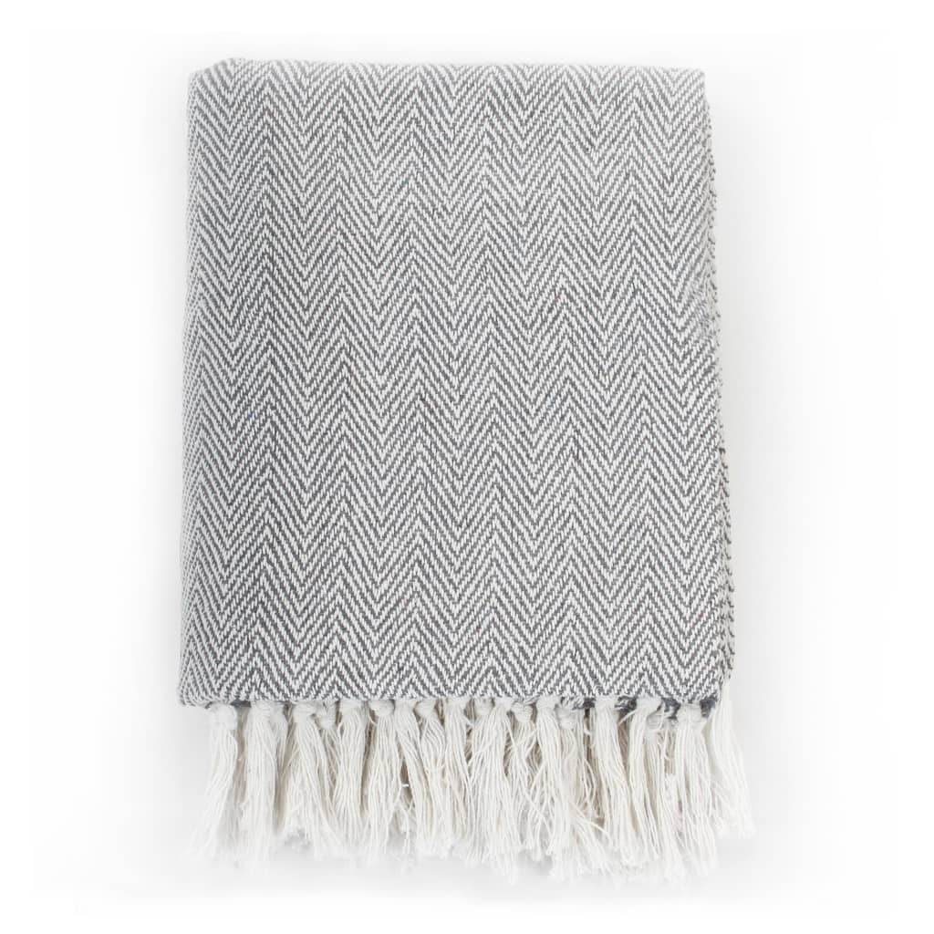 Throw Cotton Herringbone – 125×150 cm, Grey