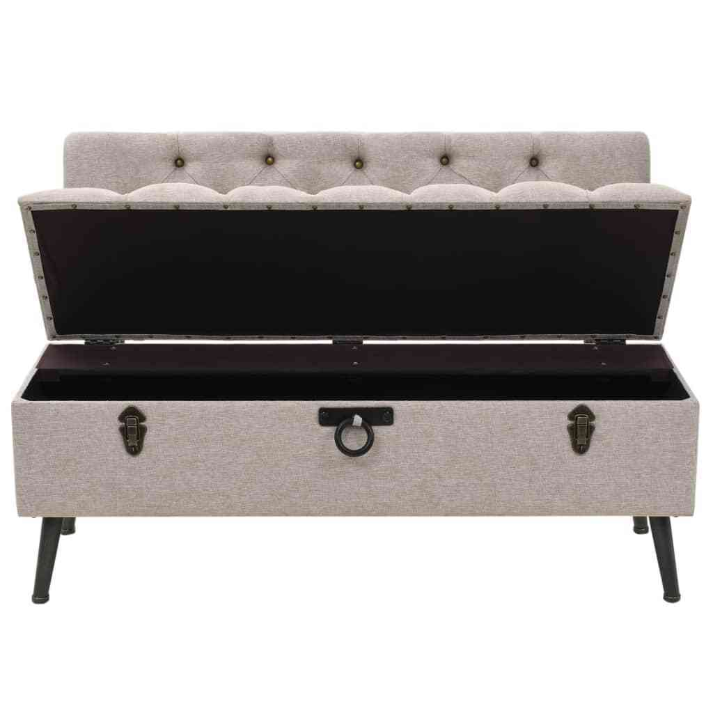 Storage Bench with Backrest Artificial Leather – 121x53x78 cm, Cream