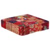 Patchwork Pouffe Square Cotton Handmade 50x50x12 cm – Red