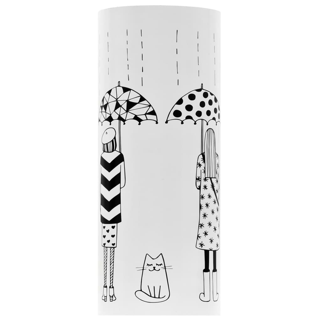 Square Umbrella Stand Storage Holder Walking Stick Steel 48.5 cm – White, Pattern 6