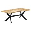 Dining Table Solid Mango Wood – 200x100x75 cm, Light Brown