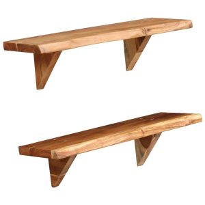 Wall Shelves 2 pcs Solid Acacia Wood – 60x20x16 cm