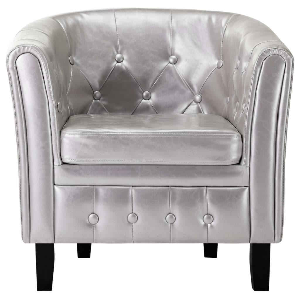 Tub Chair Faux Leather – Silver