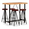 Bar Set Solid Wood Acacia and Genuine Leather – 5