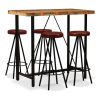 Bar Set Solid Wood Reclaimed and Genuine Leather – 5