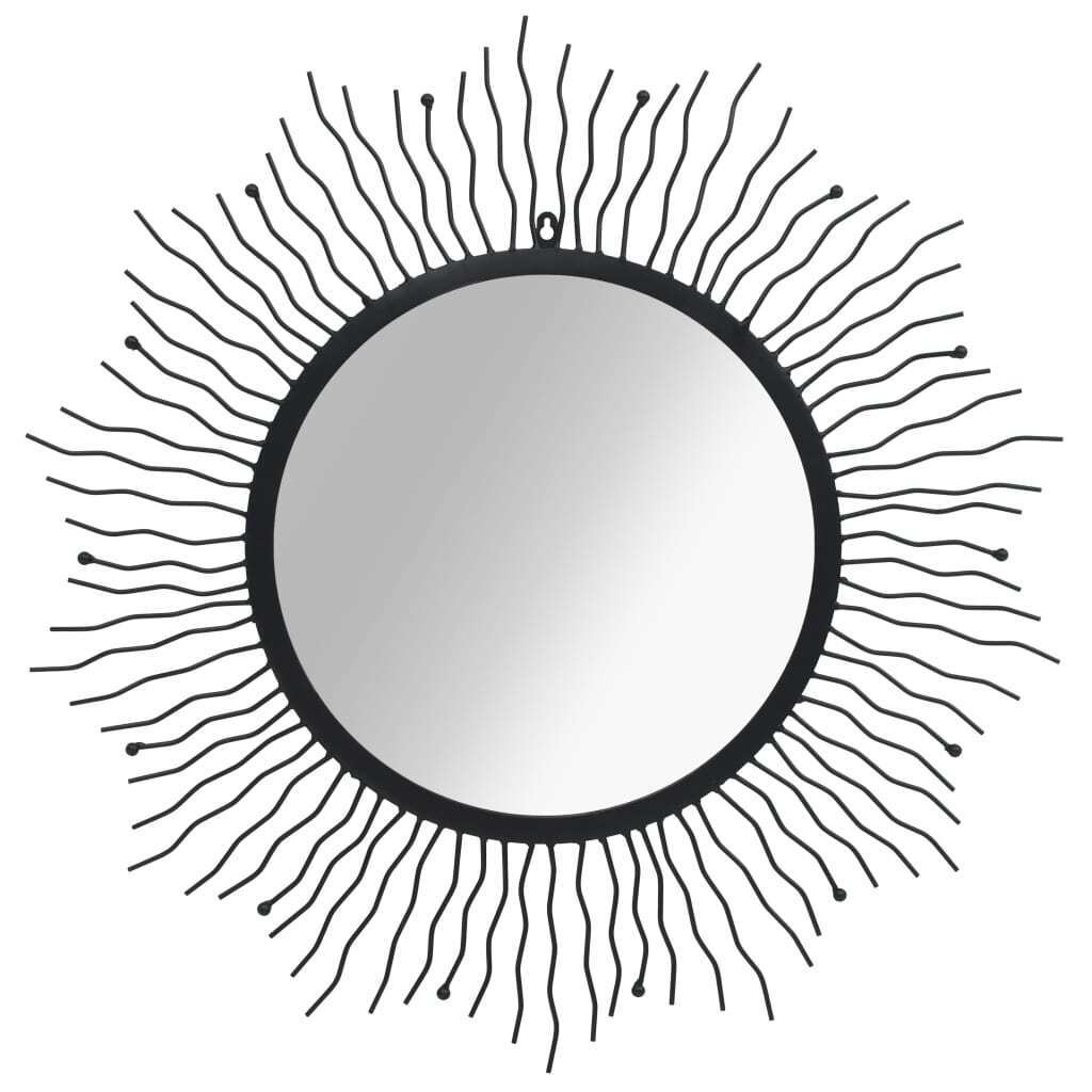 Garden Wall Mirror Sunburst Black – 80 cm