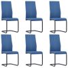 Cantilever Dining Chairs Faux Leather – Blue, 6