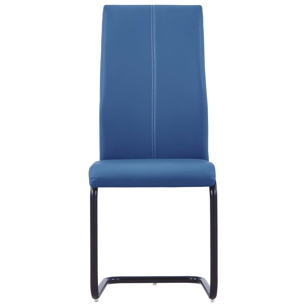 Cantilever Dining Chairs Faux Leather – Blue, 6