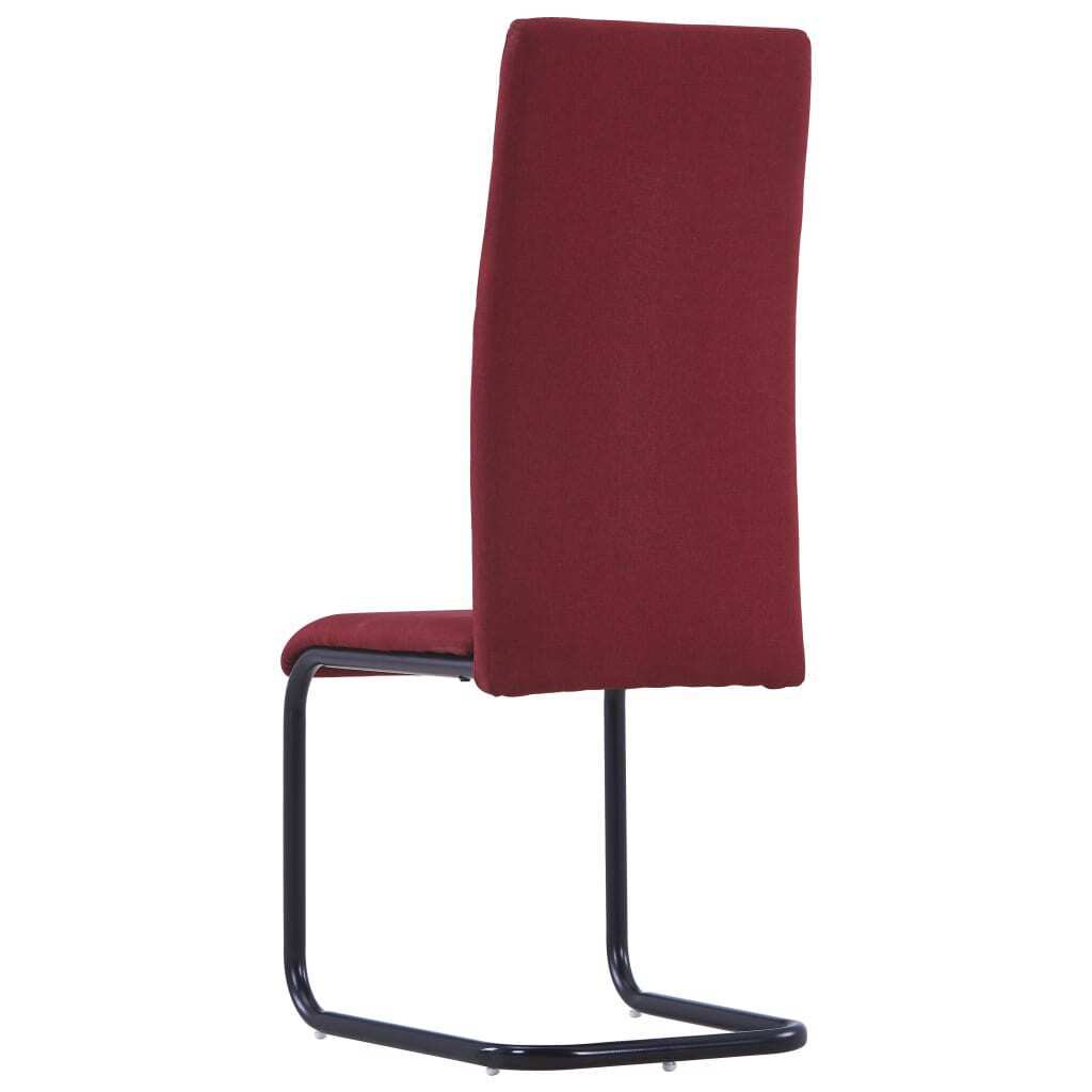 Cantilever Dining Chairs Fabric – Wine Red, 6
