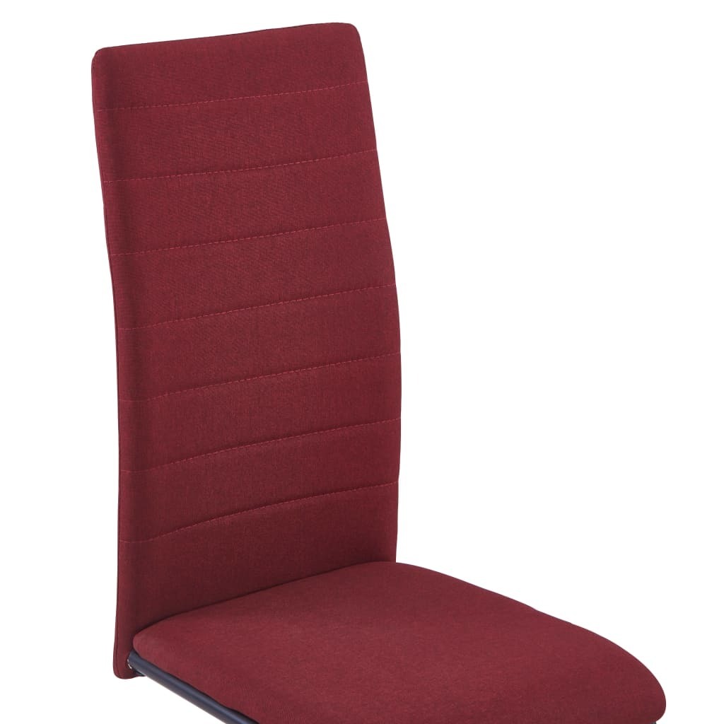 Cantilever Dining Chairs Fabric – Wine Red, 6