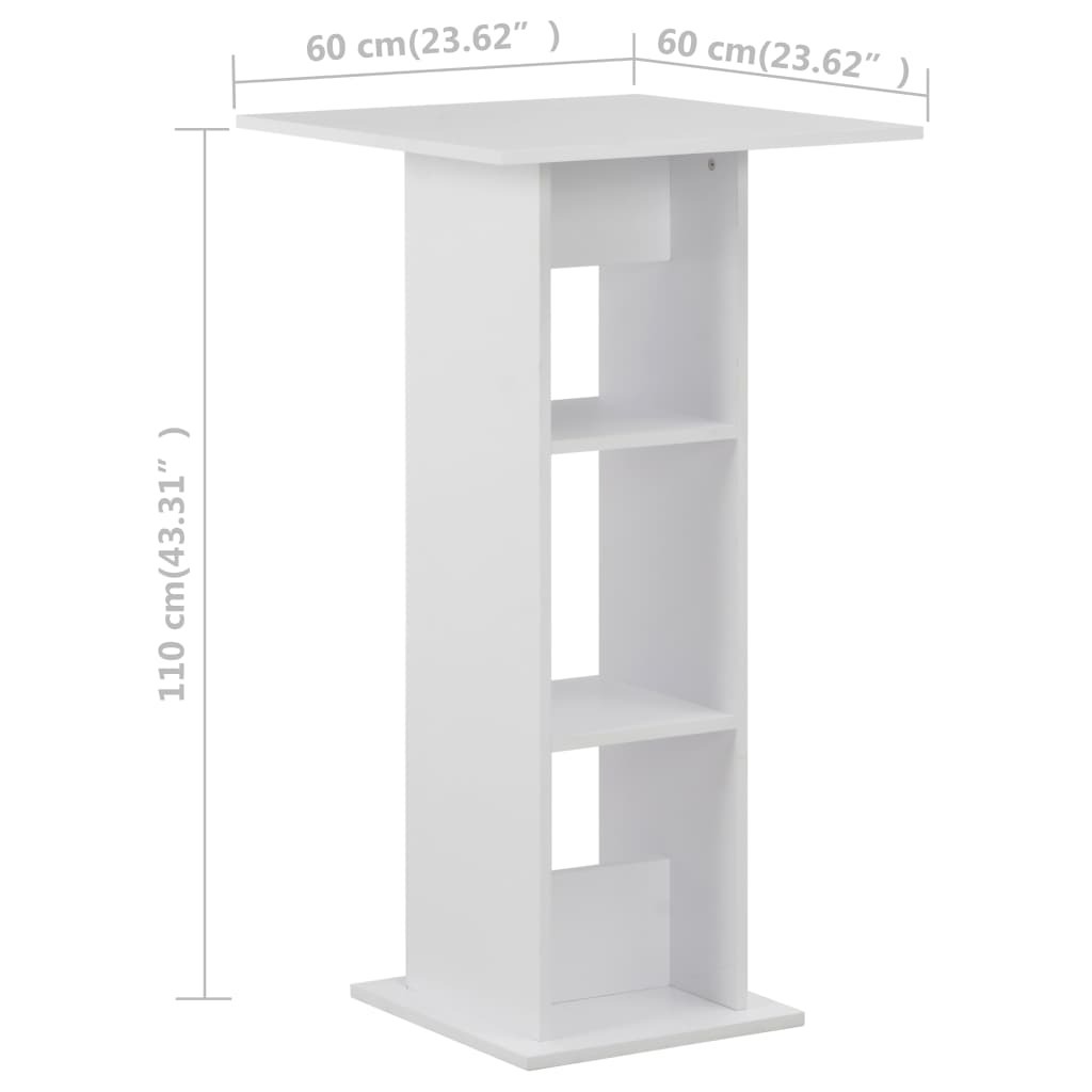 Bar Table 60x60x110 cm – White