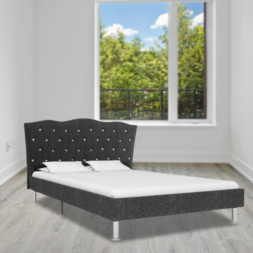 Altamonte Bed Frame Fabric King Size Single – Dark Grey, DOUBLE