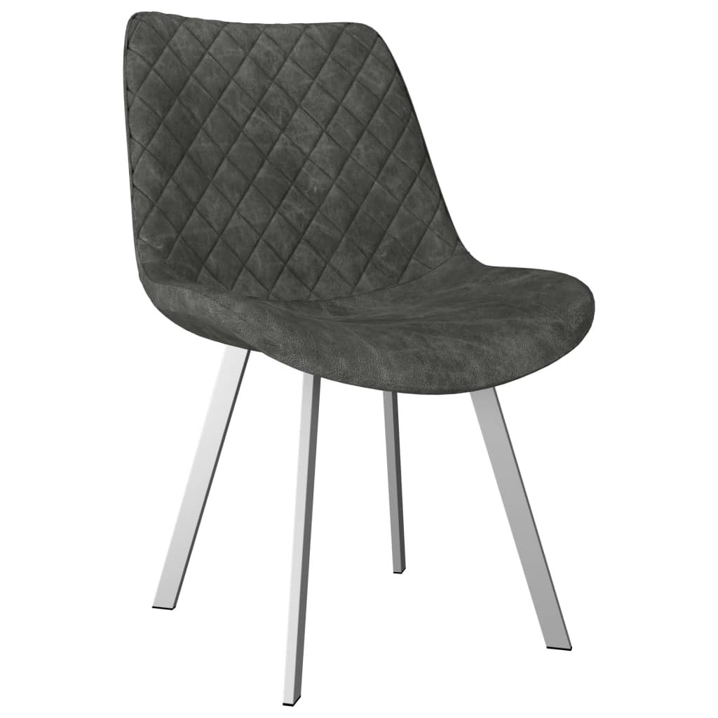 Dining Chairs Faux Suede Leather – Grey, 2