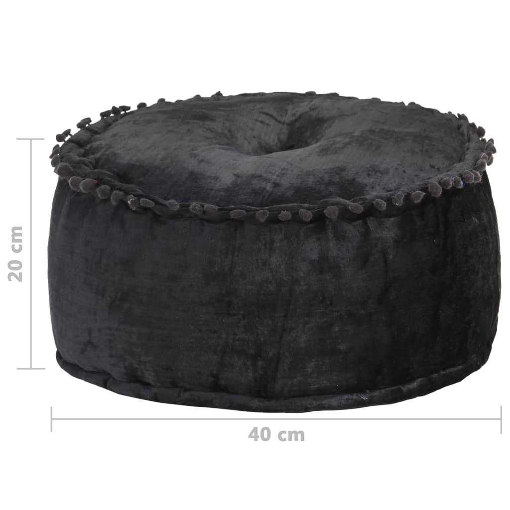 Round Pouffe Velvet 40×20 cm – Anthracite