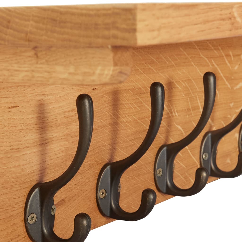 Coat Rack Solid Oak Wood – 60x16x16 cm