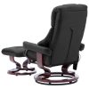 Recliner Chair with Footstool Faux Leather and Bentwood – Black
