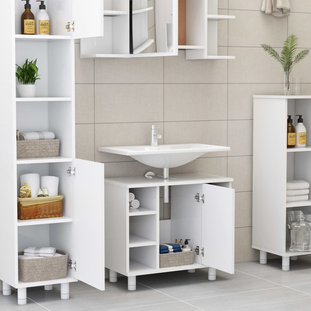 4 Piece Bathroom Furniture Set Engineered Wood – White