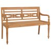 Batavia Bench with Cushion 150 cm Solid Teak Wood – Anthracite, 7 cm