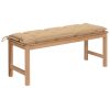 Garden Bench with Cushion Solid Teak Wood – 120 cm, Beige