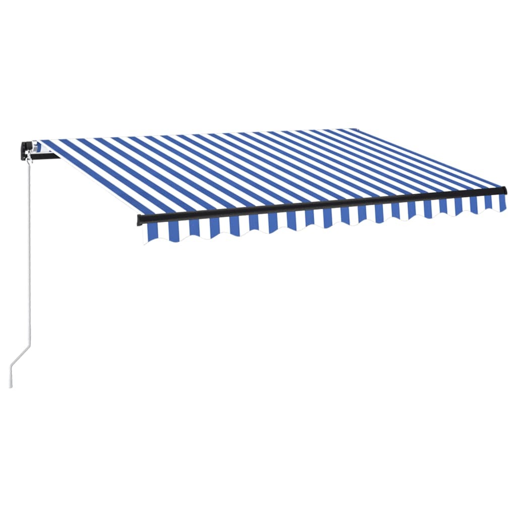 Manual Retractable Awning with LED Blue and White – 350×250 cm, Blue and White