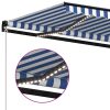 Manual Retractable Awning with LED Blue and White – 350×250 cm, Blue and White