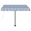 Freestanding Manual Retractable Awning – 300×250 cm, Blue and White