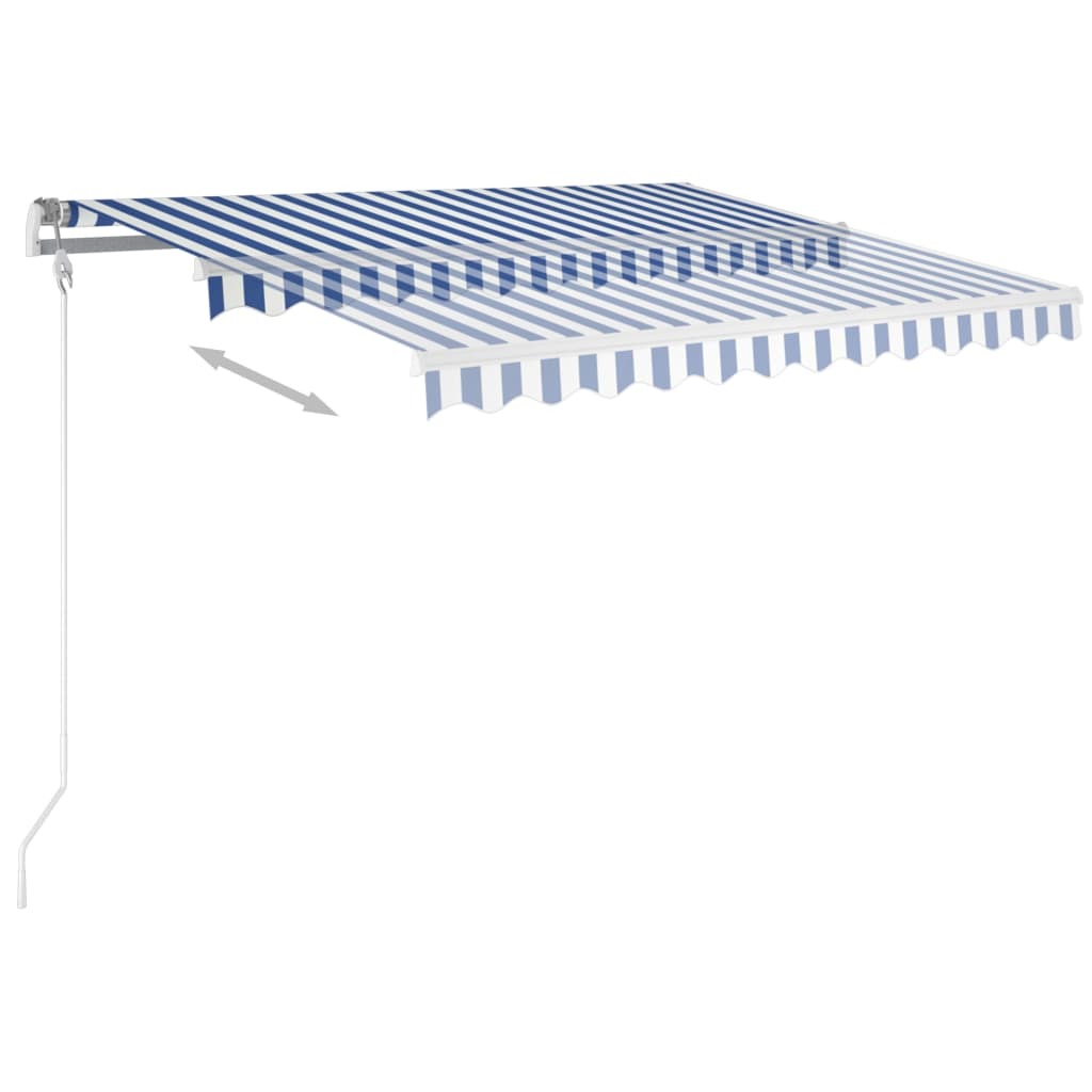 Freestanding Manual Retractable Awning – 350×250 cm, Blue and White