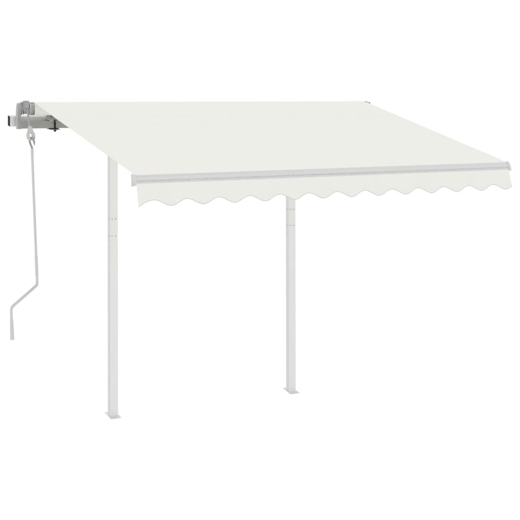 Manual Retractable Awning with Posts – 3×2.5 m, Cream