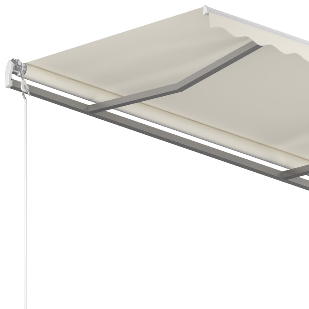 Manual Retractable Awning with Posts – 3×2.5 m, Cream