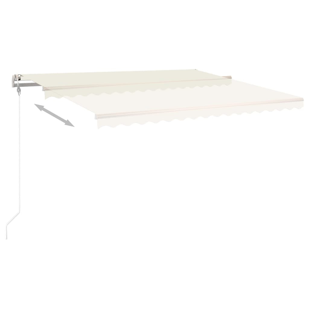 Manual Retractable Awning with Posts – 4×3 m, Cream
