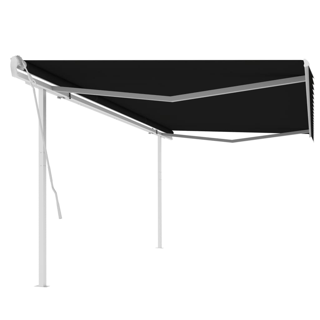 Manual Retractable Awning with Posts – 5×3 m, Anthracite