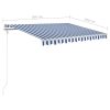 Manual Retractable Awning with Posts – 3×2.5 m, Blue and White