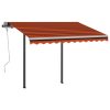 Manual Retractable Awning with LED – 3×2.5 m, Orange and Brown
