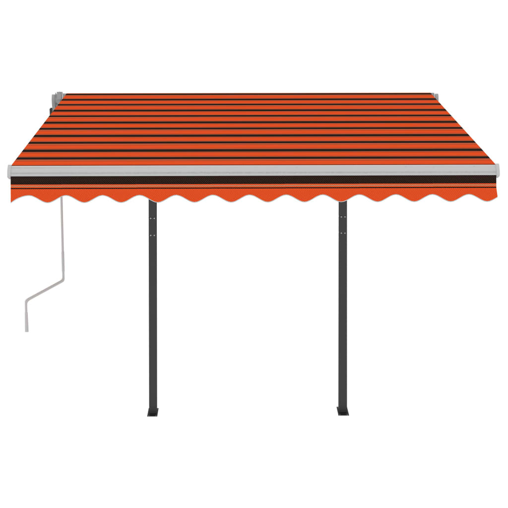 Manual Retractable Awning with LED – 3×2.5 m, Orange and Brown
