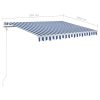 Manual Retractable Awning with Posts – 3.5×2.5 m, Blue and White