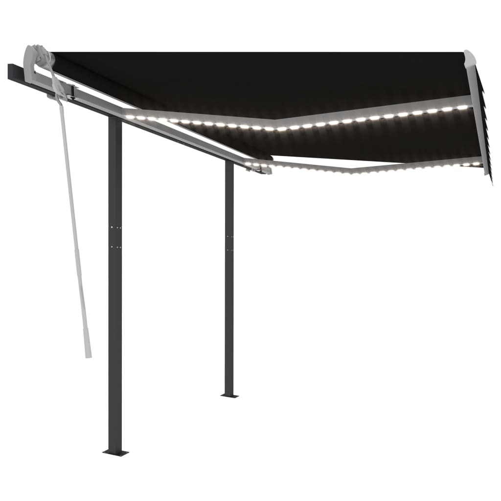 Manual Retractable Awning with LED – 3.5×2.5 m, Anthracite