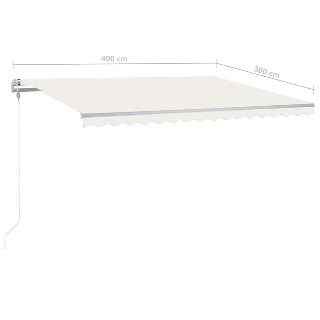 Manual Retractable Awning with LED – 4×3 m, Cream