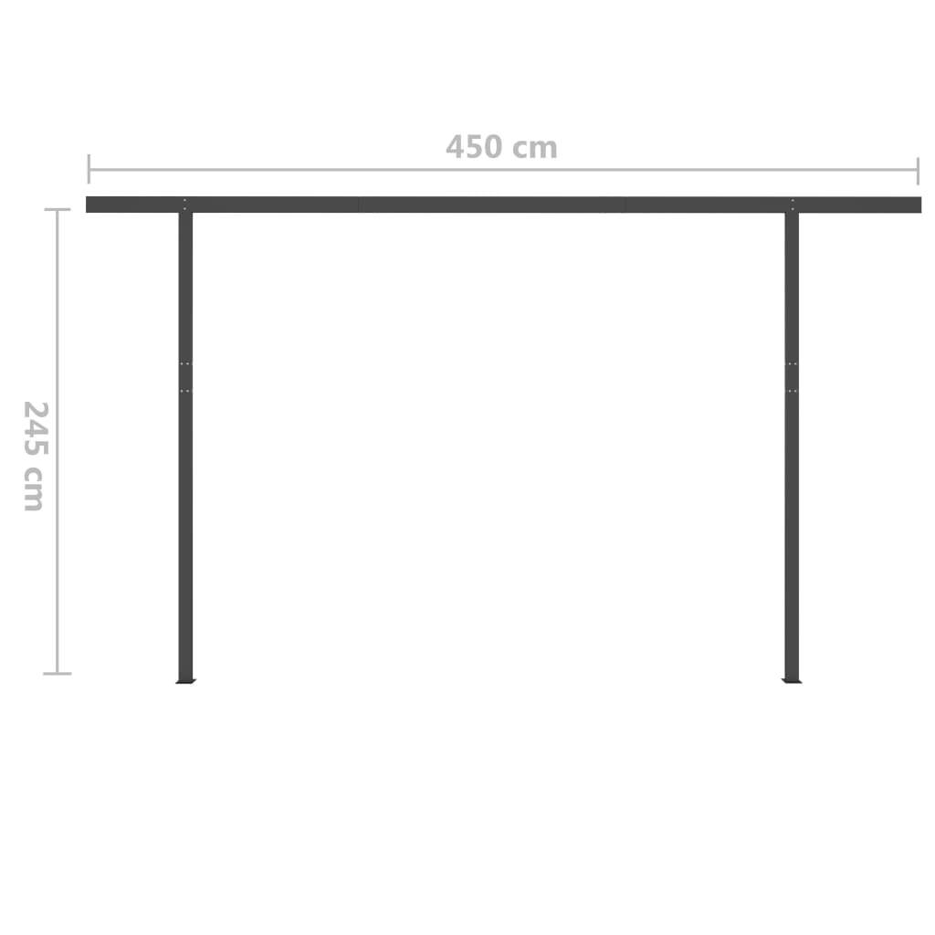 Manual Retractable Awning with Posts – 5×3 m, Anthracite