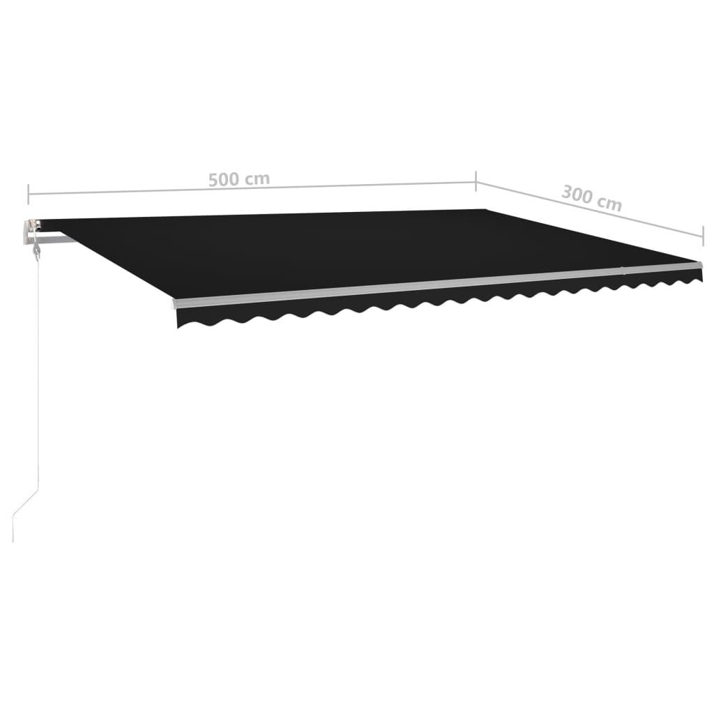 Manual Retractable Awning with LED – 5×3 m, Anthracite