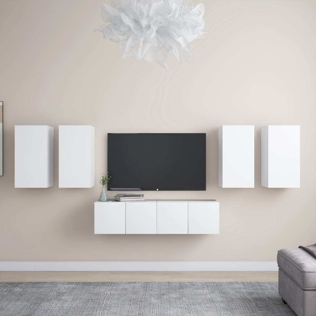 Pagnell 6 Piece TV Cabinet Set Engineered Wood – 30.5x30x60 cm, White