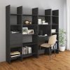4 Piece Book Cabinet Set Engineered Wood – High Gloss Grey